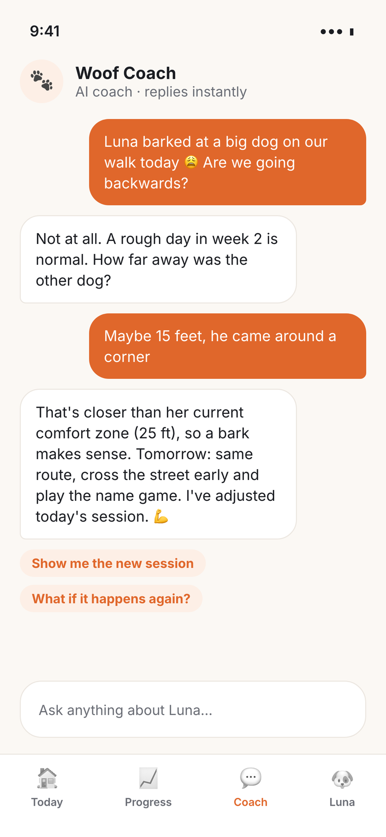 Coach chat screen